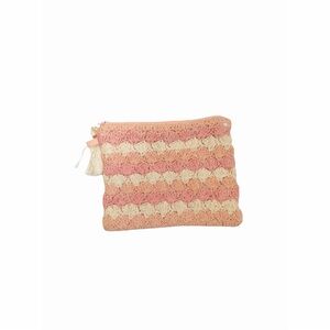 Pink and Cream Crochet Pouch